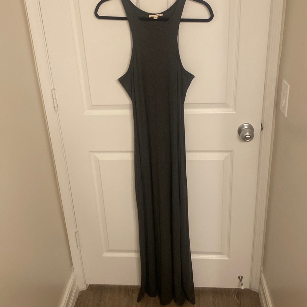 Gray long form fitting dress